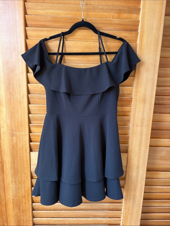 B Darlin Dresses & Skirts - B Darlin Black Off-Shoulder Ruffle Skater Mini cocktail Dress